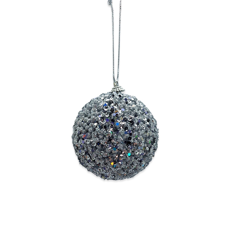 NG glitter kugla 8,5cm silver