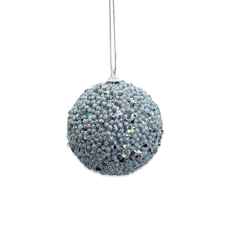 NG glitter kugla 10,5cm silver